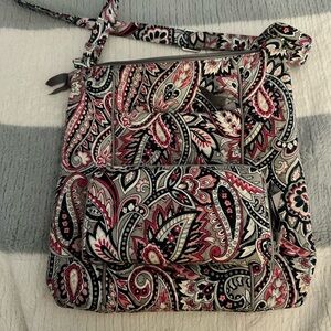 Vera Bradley Paisley Crossbody Bag with Wallet - Pink and Grey